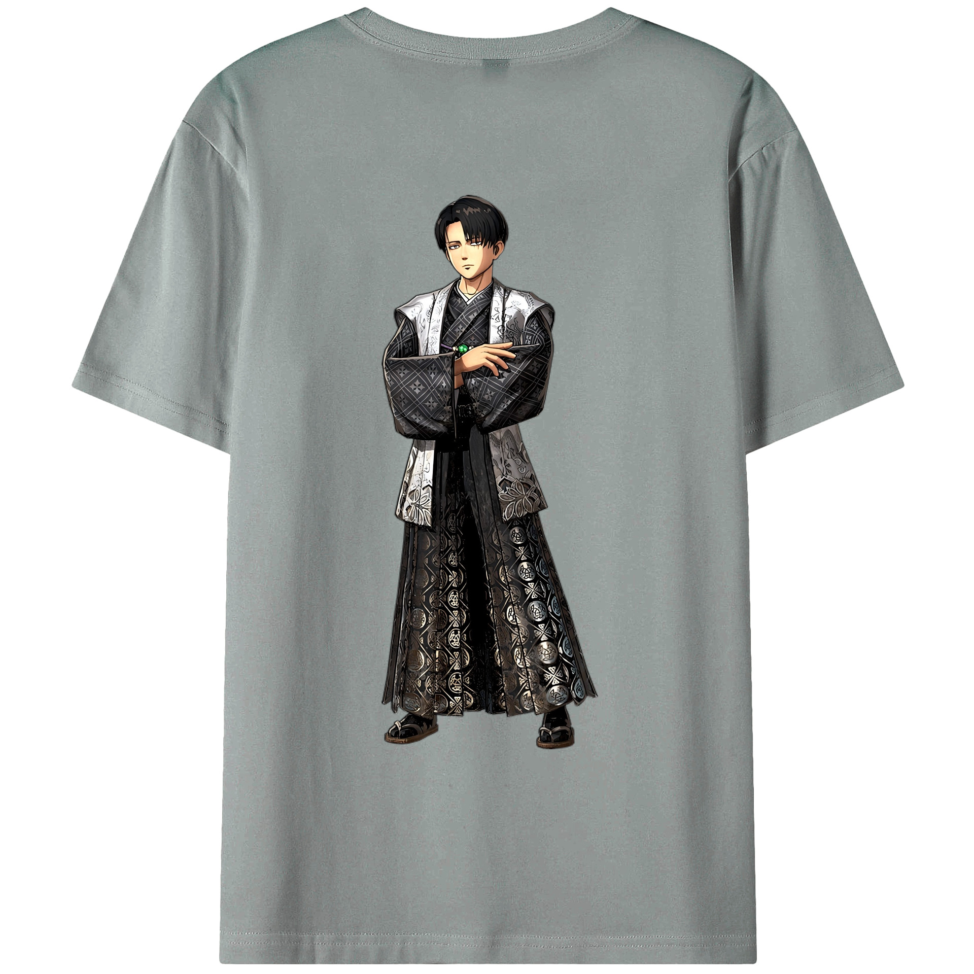 （画像用） 進撃の巨人 リヴァイ·アッカーマン Attack on Titan Levi Ackerman 綿100％ メンズ半袖Tシャツ（バックプリント） 通気性